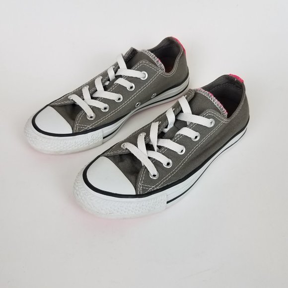 Converse Chuck Taylor All Star Low Top Gray Hot Pink Lace Up Canvas Sneakers - Picture 6 of 12